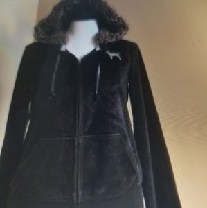 VS pink confetti sequin velour fur zip jacket